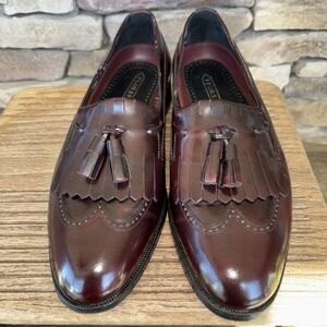 Florsheim Burgundy Wine Colored Leather Wingtip Tassel Loafers Shoes Men 8D